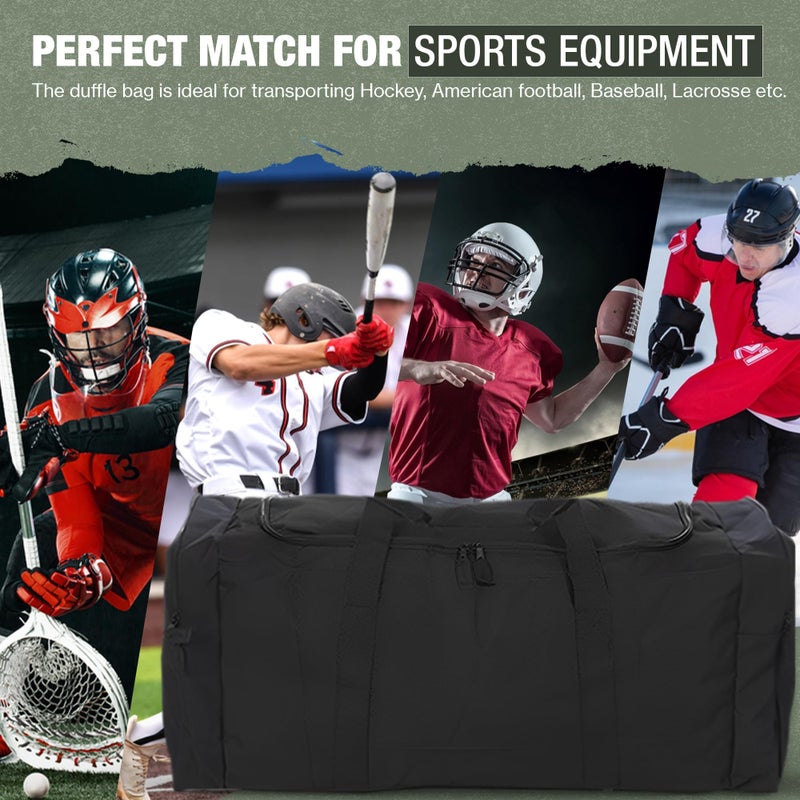 Jetstream Heavy Duty Hockey Bag | Multi Pocket Travel Duffel Bag | Large Sports Gym bag with Water Repellency | Foldable Luggage Bag with Padded Handles For Camping (36 Inch, Black) - Image 5